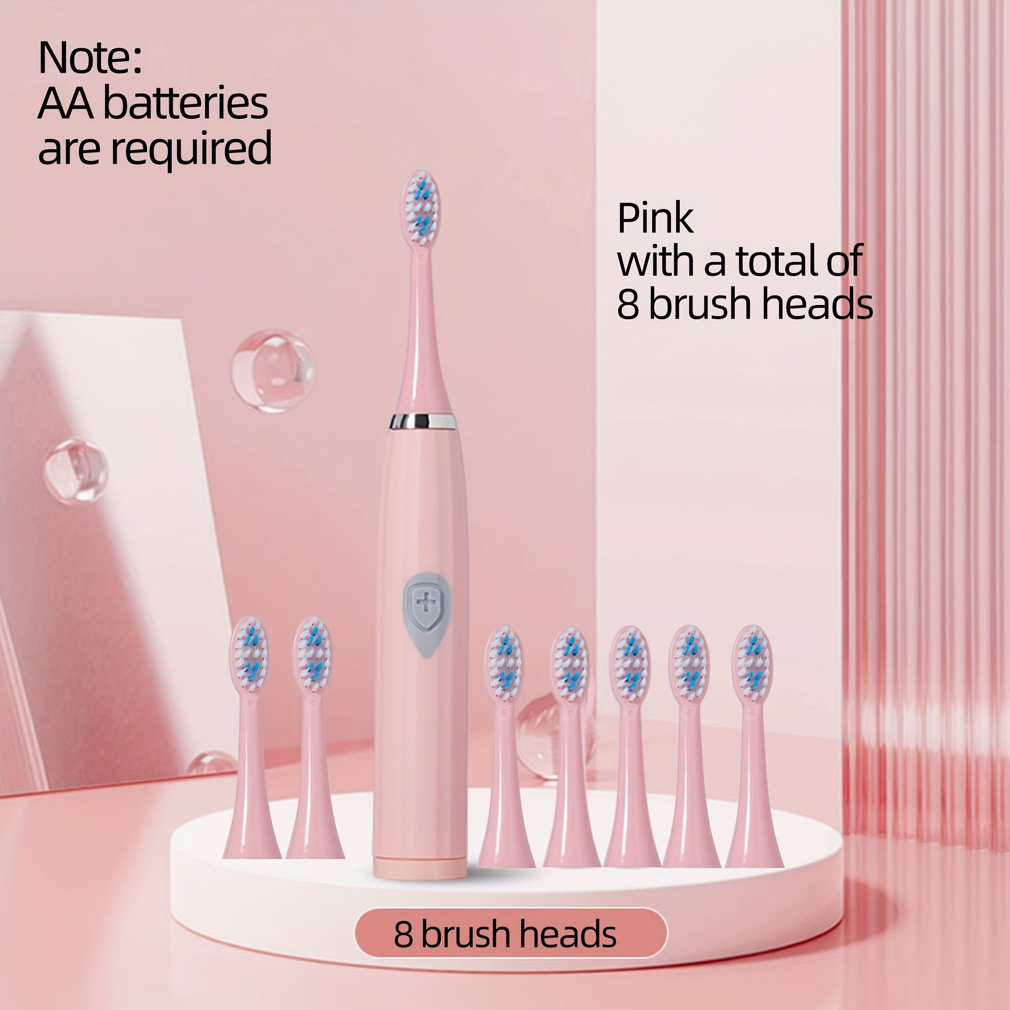 Electric Toothbrush Set with 4 Brush Heads Portable Battery-Powered Travel-Friendly