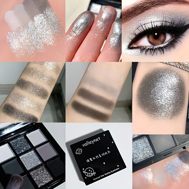 Women Smoky Eye Eyeshadow Palette 9 Colors Matte Glitter Long Lasting