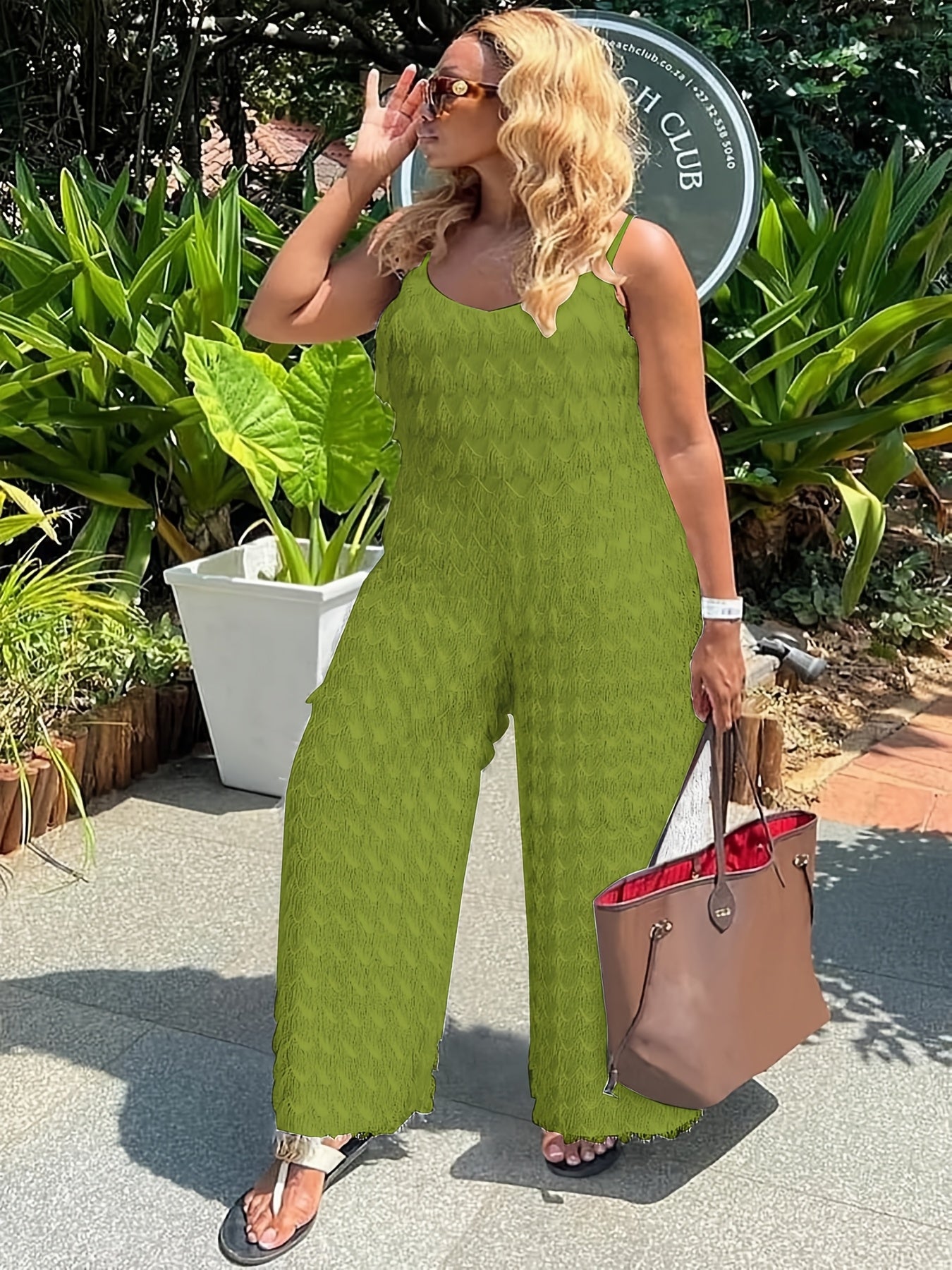 Plus Size Women's Jumpsuit Oversized Wide Strap Bodysuit