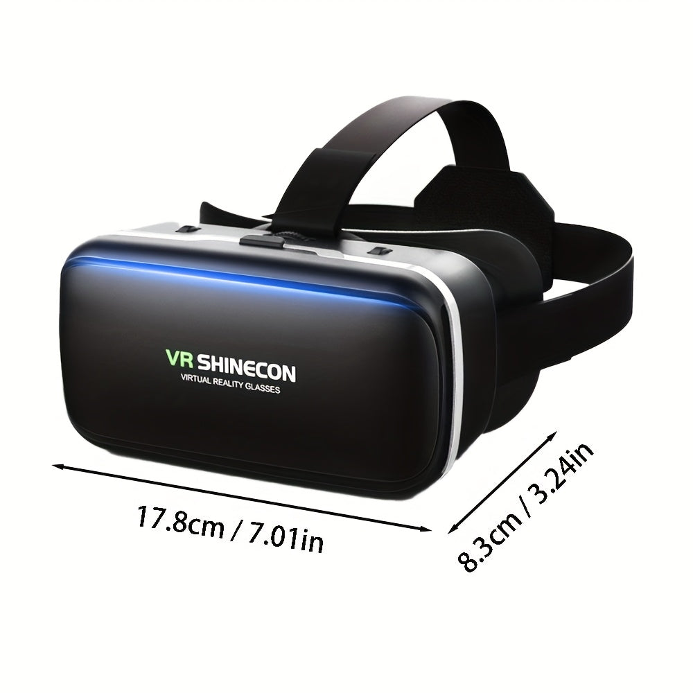 Шлем виртуальной реальности Shinecon VR G04A предлагает погружающий опыт виртуальной реальности, совместимый со смартфонами размером 11,94-16,76 см. Легкий и регулируемый, он идеально подходит для домашнего развлечения.