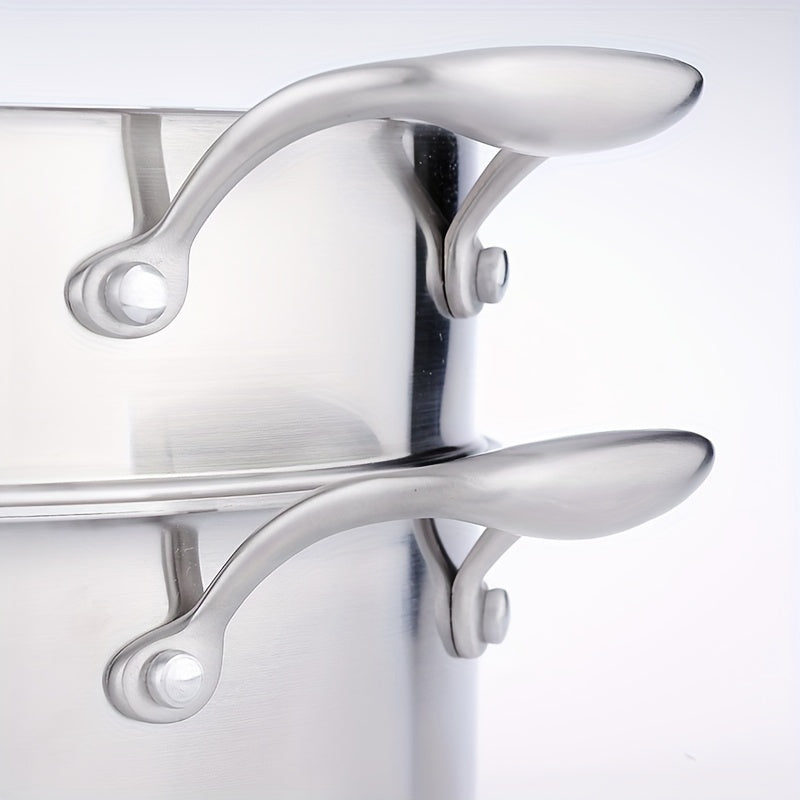 Juego de ollas de sopa de acero inoxidable con vaporera, 8L, compatible con inducción, apto para lavavajillas