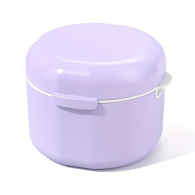 Two-Layer Denture Cleaning Case with Lid Portable Leak-Proof