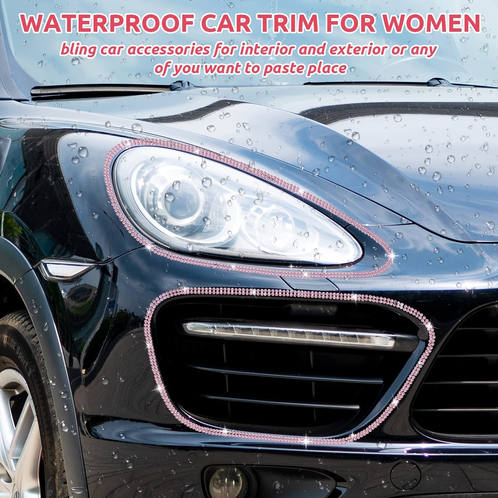 Ayollar uchun rhinestone bling avtomobil bo'lagi stikerlari o'z-o'zidan yopishadigan panel dekoratsiyasi