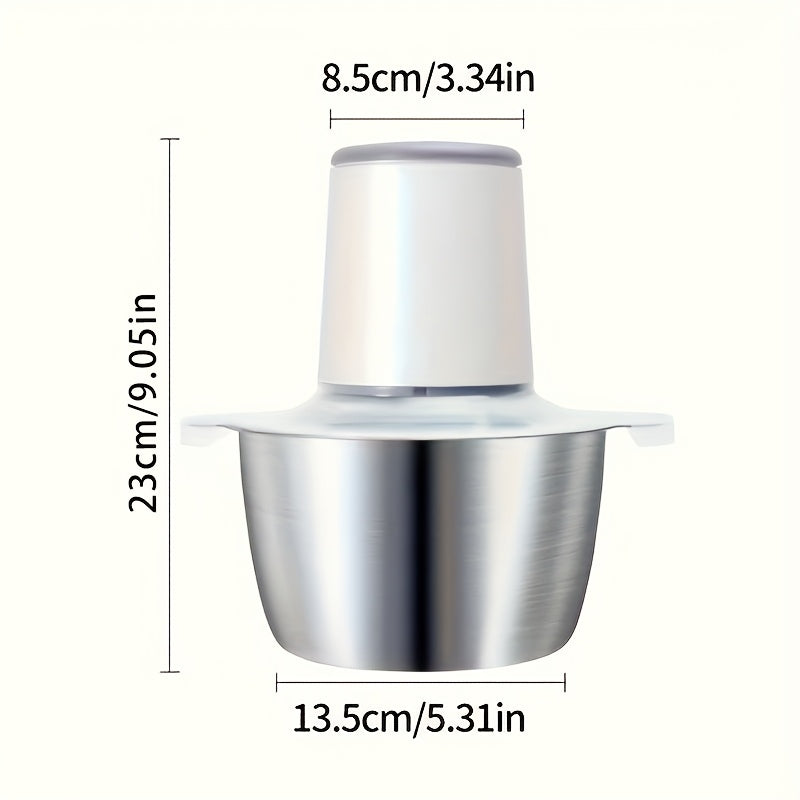 Procesador de alimentos de acero inoxidable de 8 tazas con cuchillas, carga USB, batería recargable