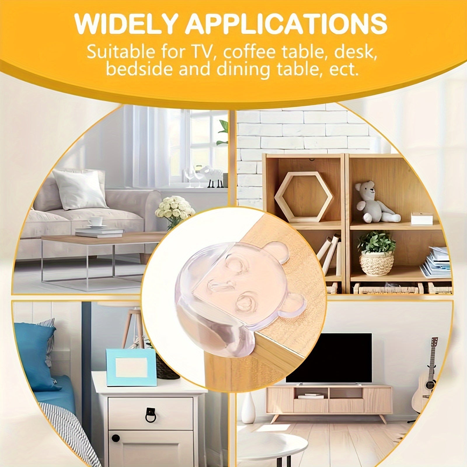 12 to 20 Pieces of Transparent Anti-Collision Corner Protectors with Bear Head Design