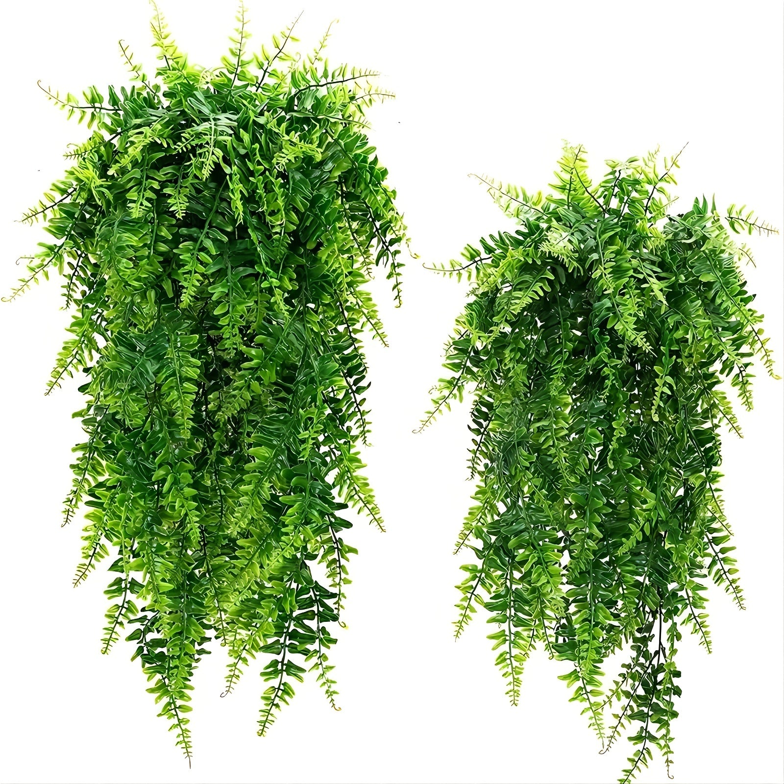 2pcs Artificial Fern and Rattan Hanging Plants UV Resistant Plastic for Indoor Outdoor Decor