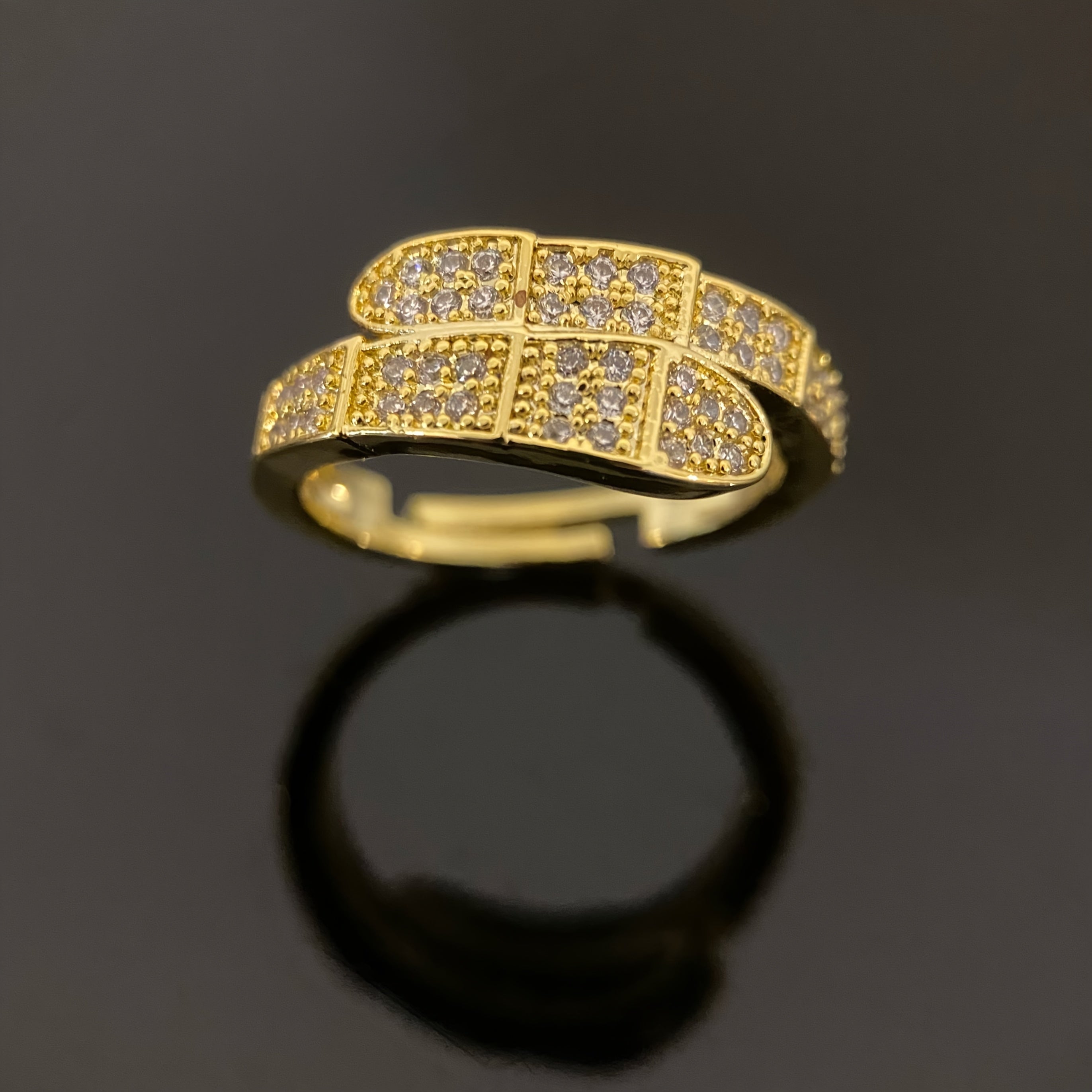 Gold Plated Copper Jewelry Set with Snake Design Necklace and Ring for Women