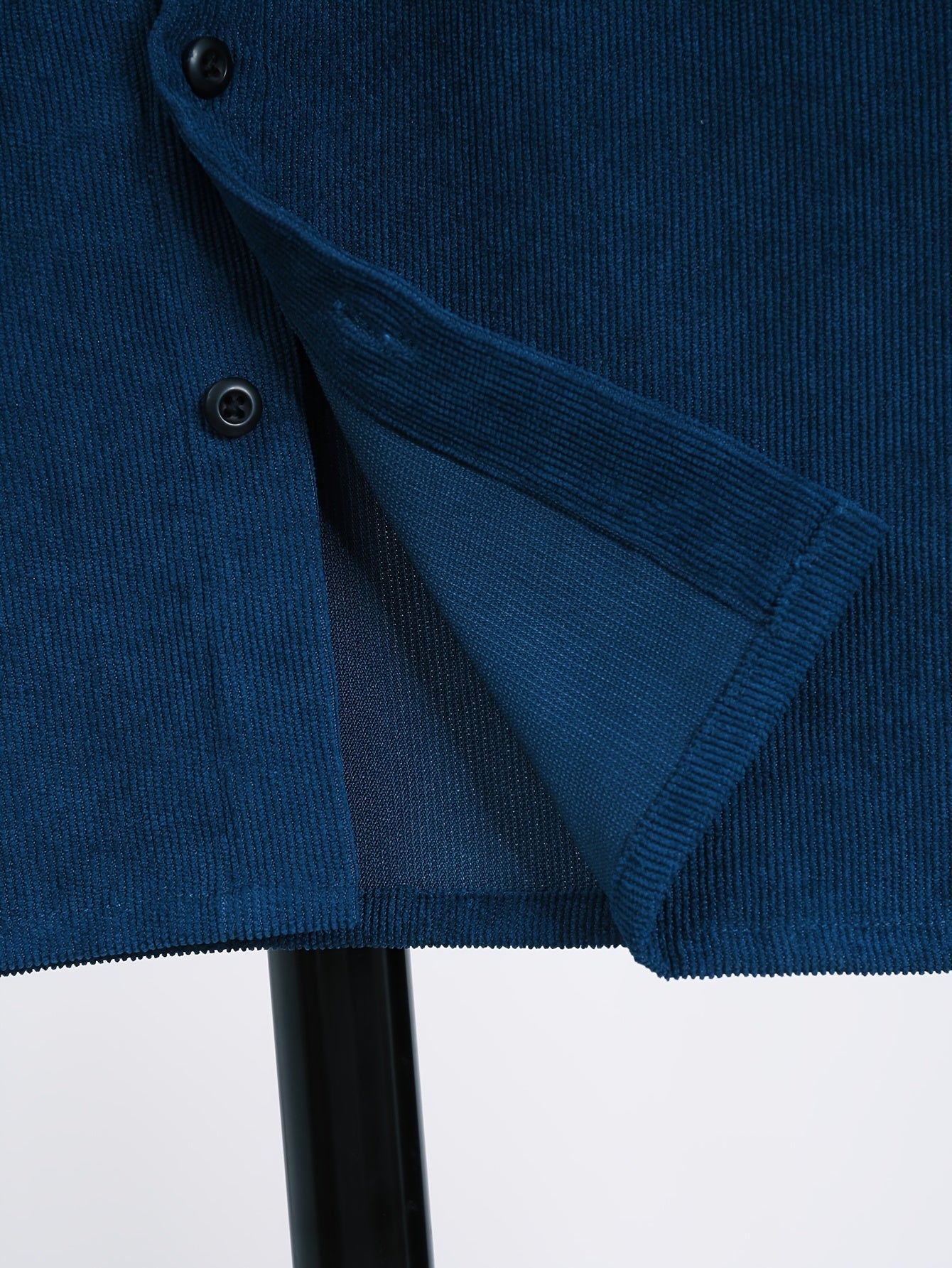 Kids Boys Navy Blue Corduroy Two-Piece Set with Shirt and Pants