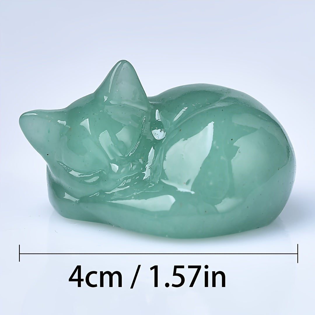 Figura de cristal de gato durmiente tallada en cuarzo natural, decoración para el hogar, regalo, 3.81cm