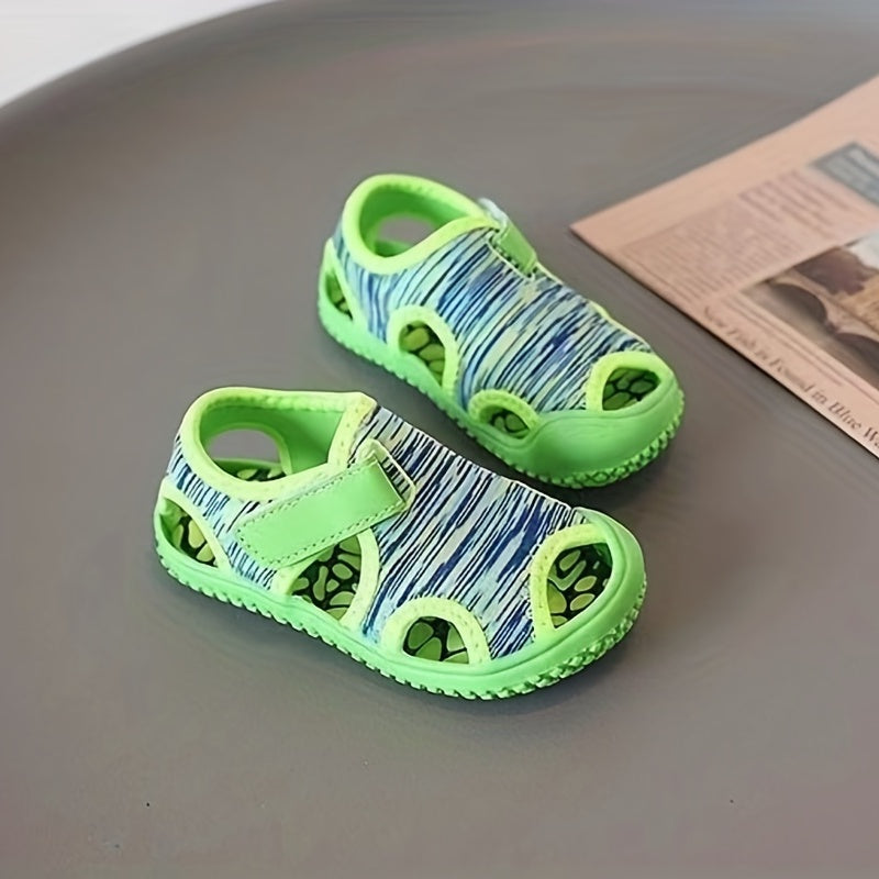 Girls Summer Breathable Striped Platform Sandals Low Top Wedge Toe Cap Anti-Slip Wear-Resistant