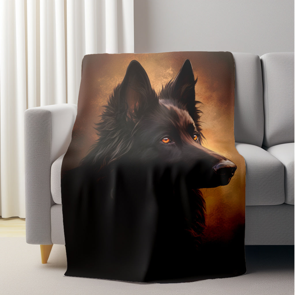 Black Sheepdog Print Flannel Pet Blanket Lightweight Plush Sofa Throw for Dogs Cats