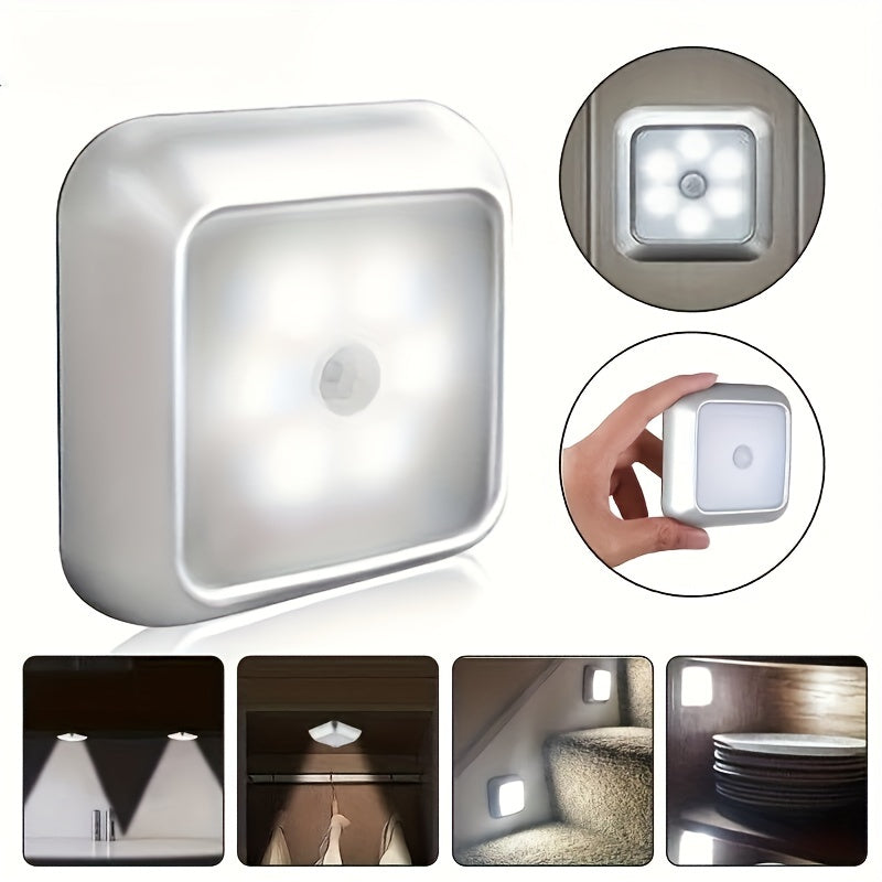 White Night Light with Motion Sensor and Adjustable Brightness for Cabinets and Bathrooms