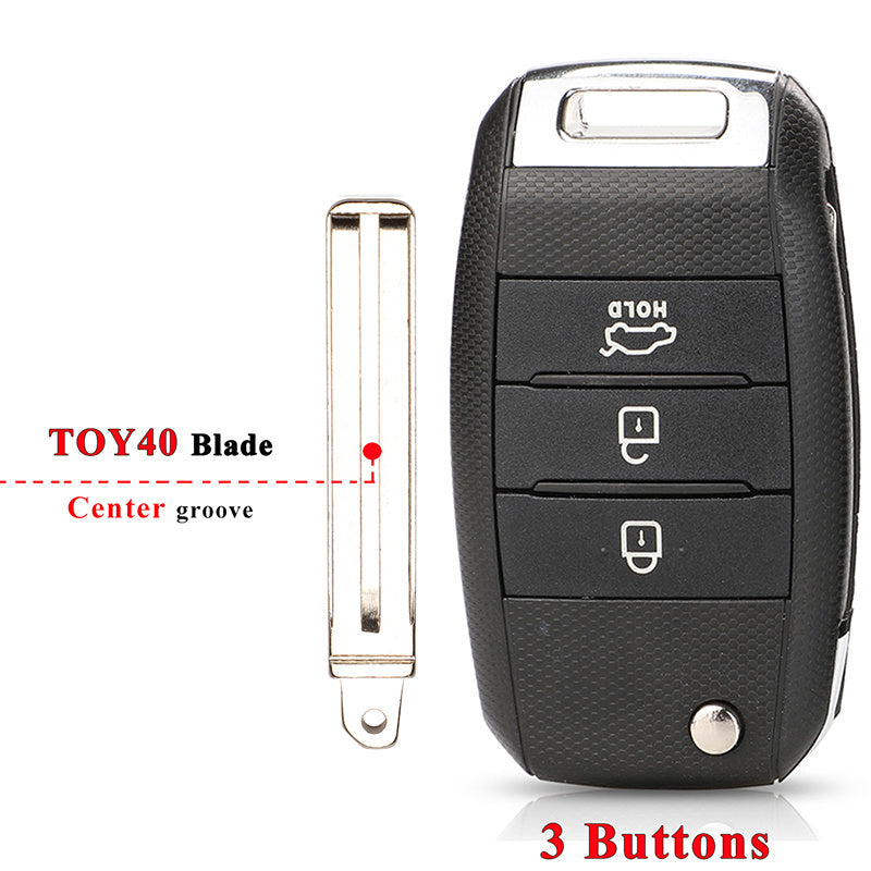 Flip Remote Key Shell Black ABS Car Fob Housing Replacement for SUV Sedan