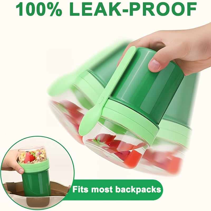 Set of 2 Double-Layer Yogurt and Salad Cups with Fork Lids for Travel and Parties