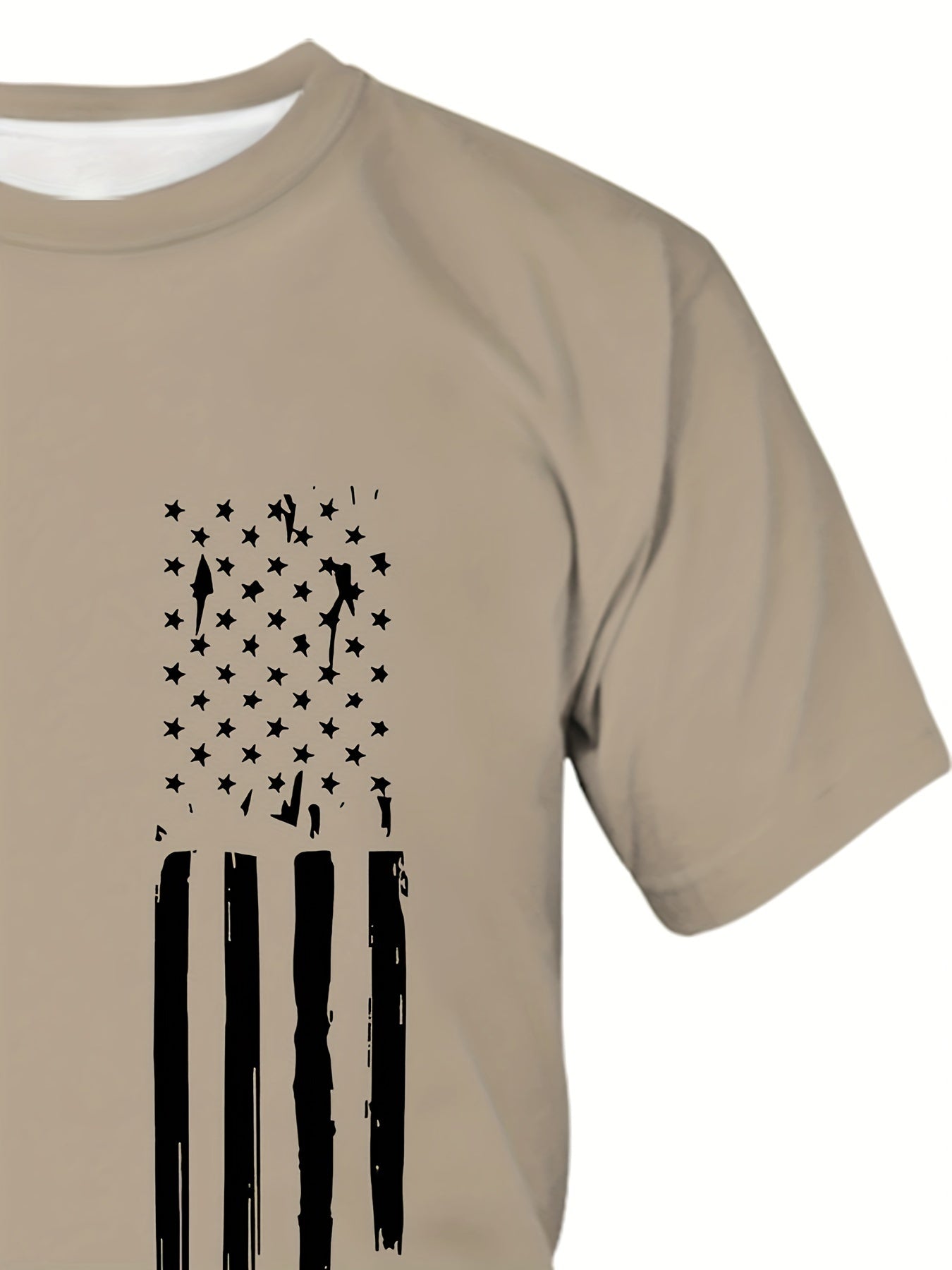 Erkaklar uchun Katta O'lchamdagi Bayroq Printli Yuqori Bo'yin T-Shirt, Qulay va Ko'p Maqsadli