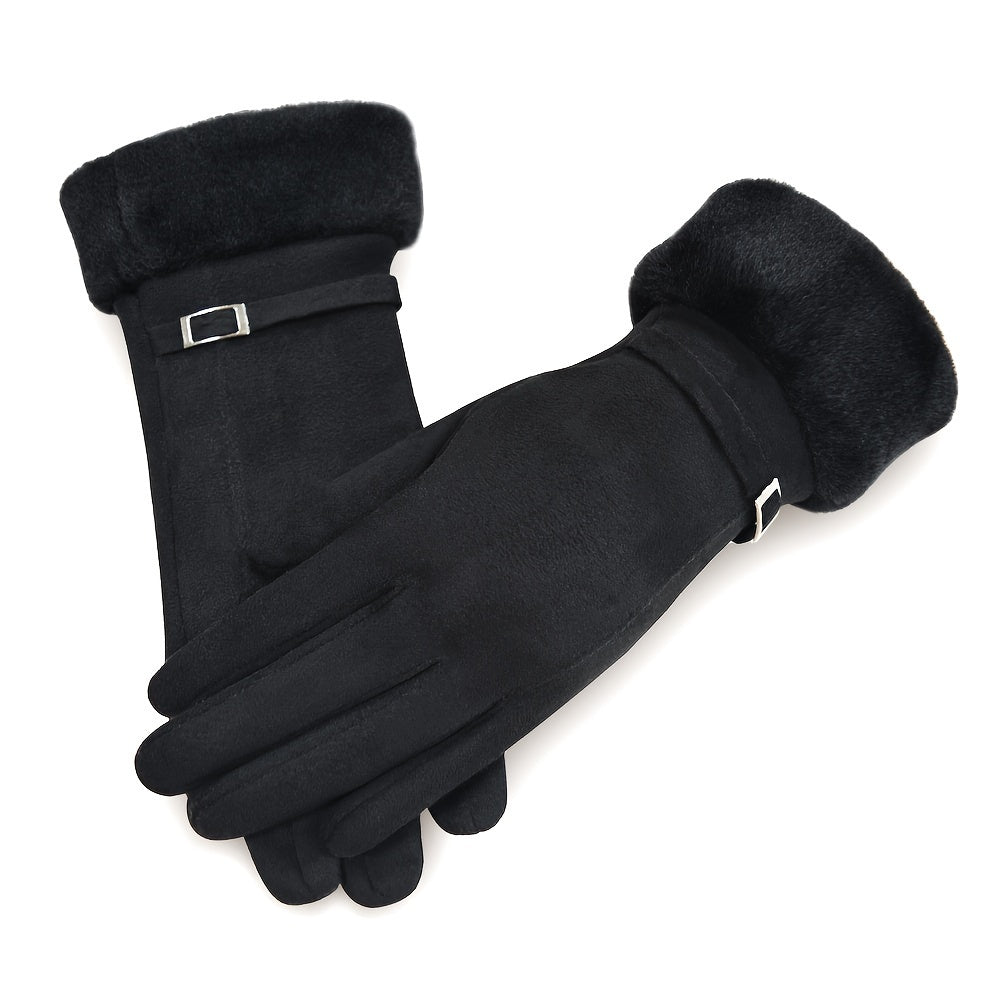 Women's Touchscreen Winter Gloves Suede with Plush Lining Elastic Fit Multiple Colors