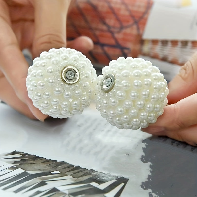 Juego de 2 correas magnéticas para cortinas con perlas falsas, hebillas elegantes para sala de estar, dormitorio, oficina