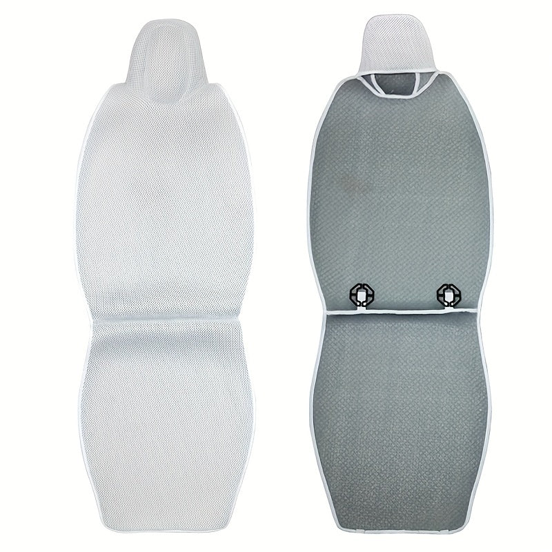 Funda de asiento delantero transpirable de seda de hielo para coche para verano blanco