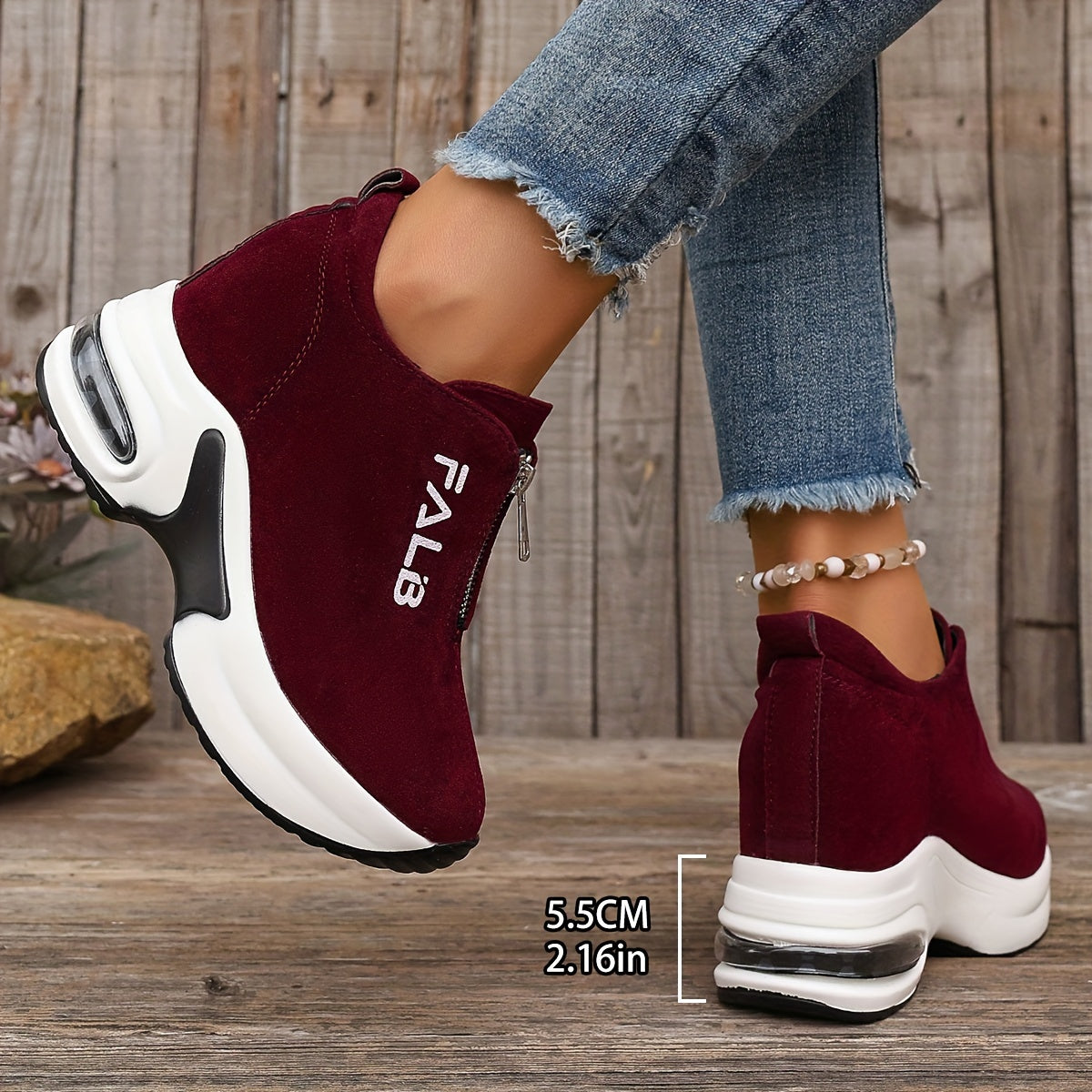 Casual Loafers for Women with Height-Boosting Air Cushions Flannel Low Top All-Season