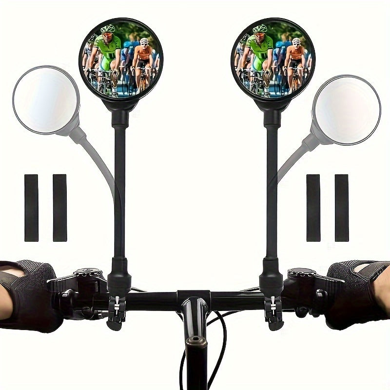 Unisex Stainless Steel Bike Mirror with 360° Flexible Hose Adjustable Side View Cycling Accessory for Ages 14+