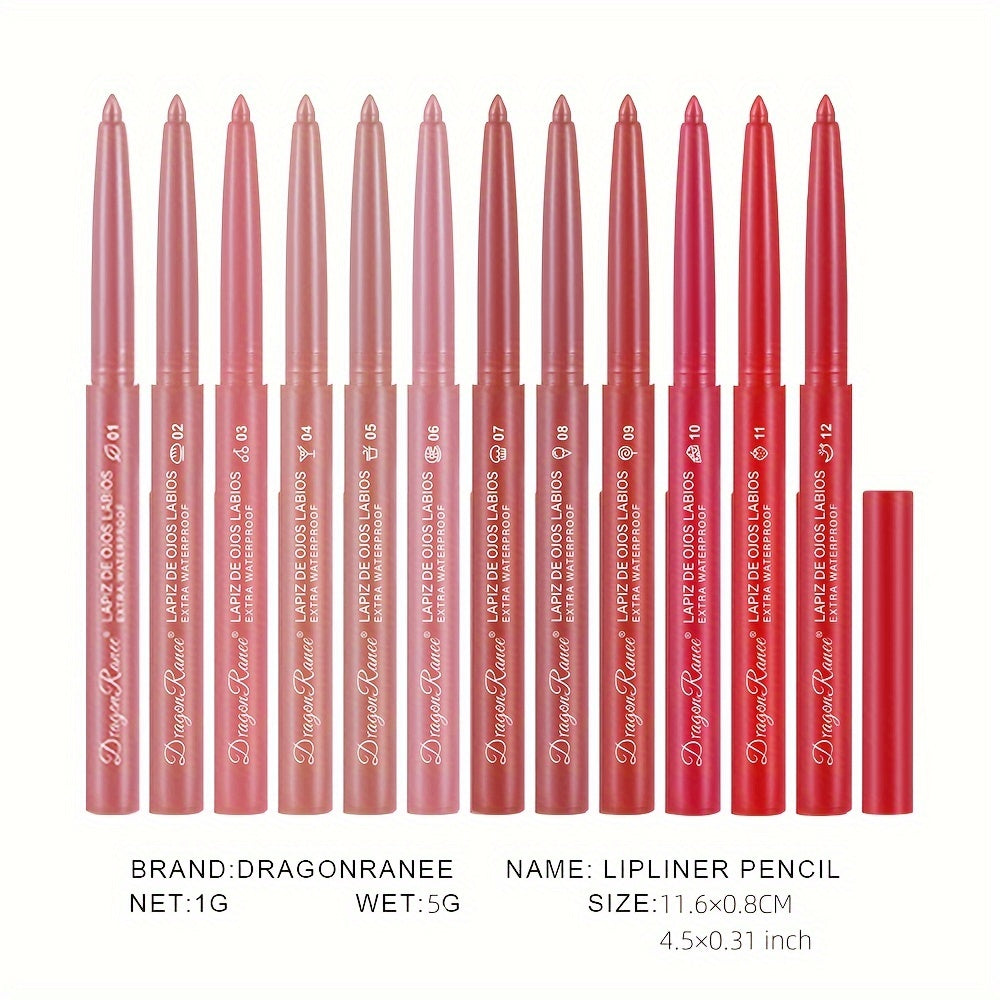 Women's Waterproof Matte Lip Liner Pencil Long-Lasting Velvet Automatic Twist
