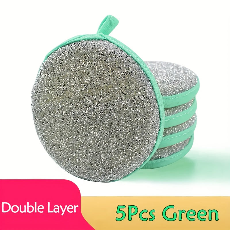 Natural Sponge Scrubbers 5-Pack Dual-Sided Non-Scratch Cleaning Pads for Kitchen Bathroom Outdoor