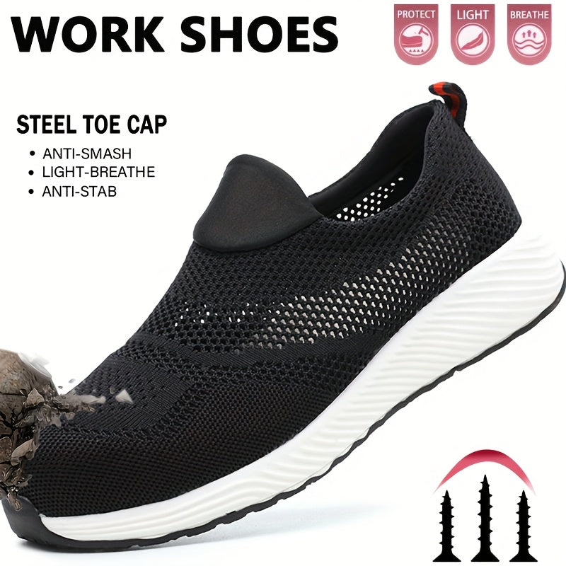 Women's Breathable Steel Toe Work Shoes with Puncture Resistance Black