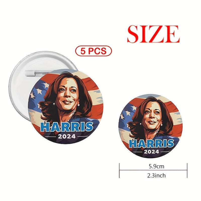 2024 Presidential Campaign Buttons Set of 5 Minimalist Style Round Badges 5.9cm
