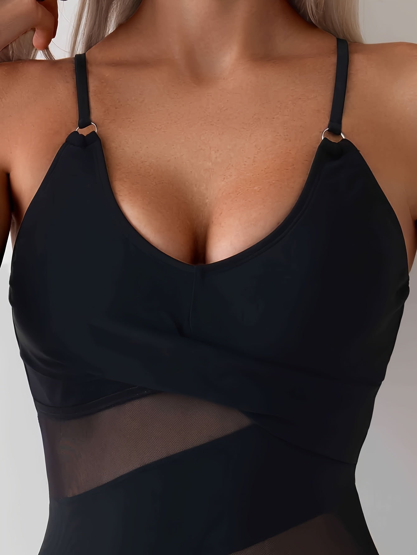 Women's One-Piece Swimsuit Nylon Elastane Removable Pads Mesh Solid Color