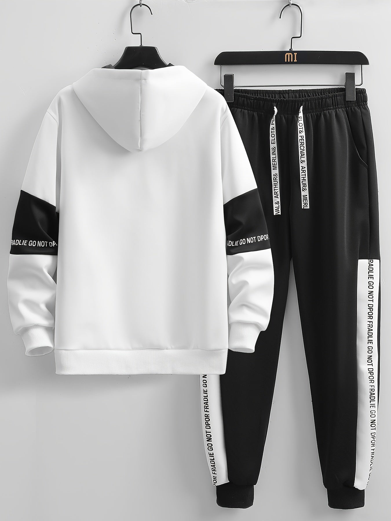 Men's Patchwork Hooded Sweatsuit Polyester Spandex Knit Spring Fall Athletic Set