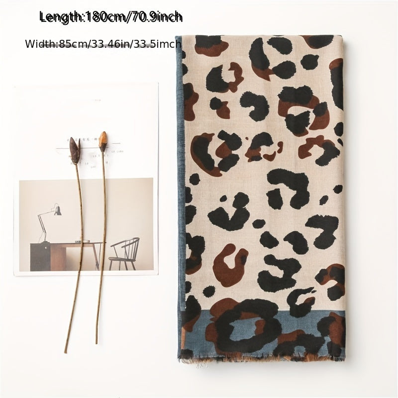 Brown Leopard Print Scarf for Women Soft Lightweight Boho Shawl Wrap