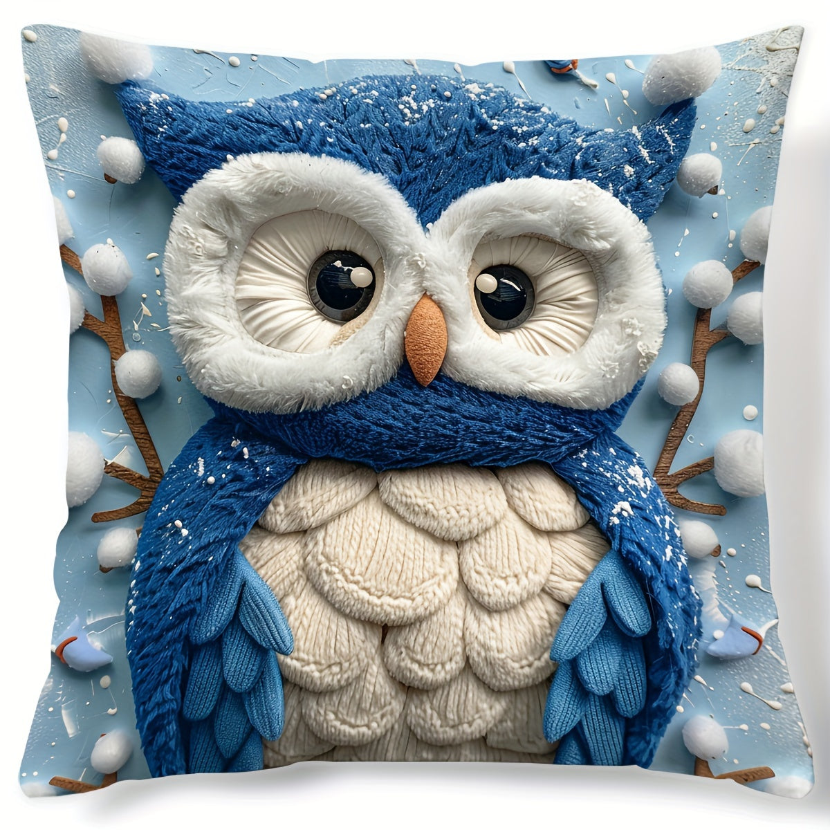Christmas Owl Pillow Cover 44.96cm Square Digital Print Sofa Bedroom Decor