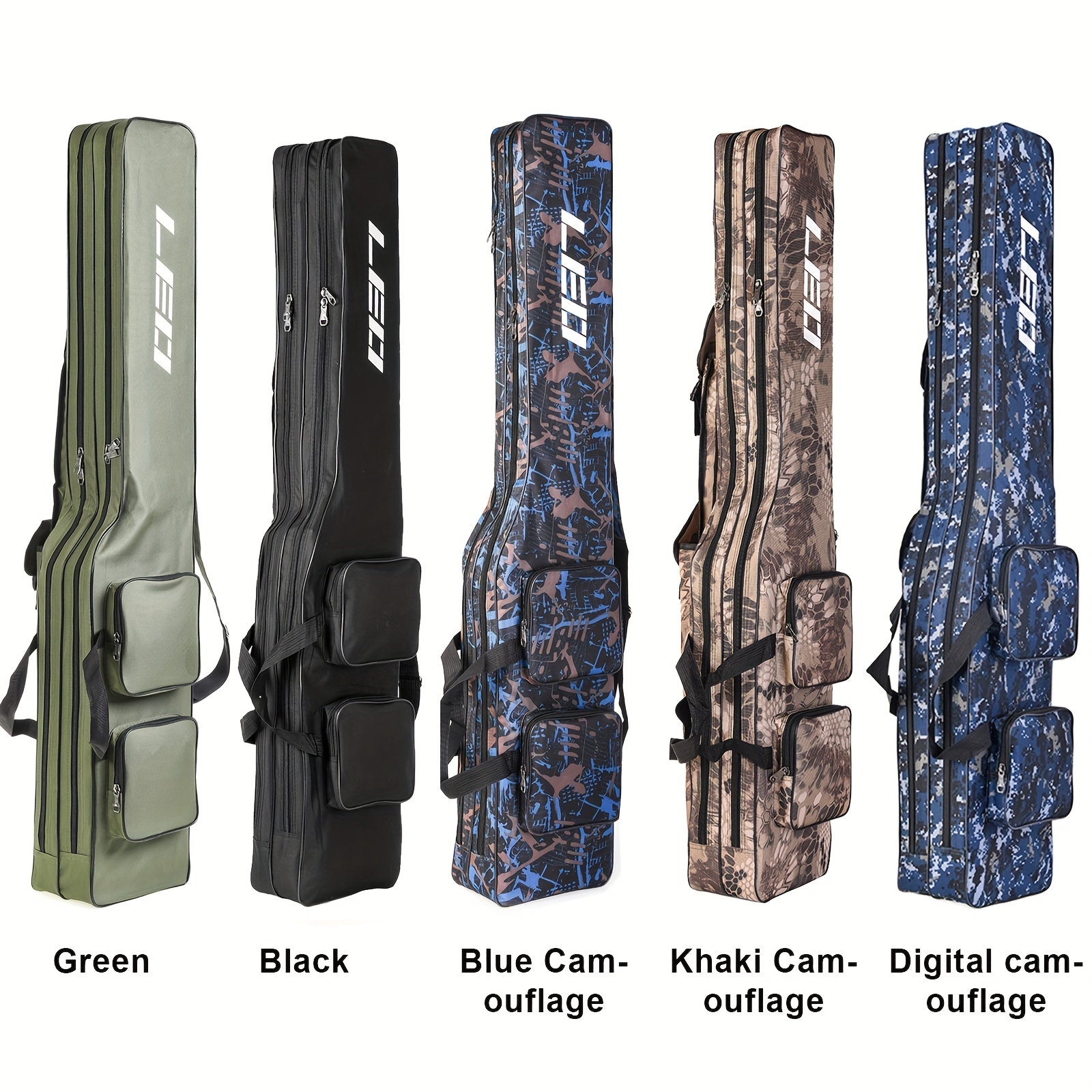 Portable Fishing Rod and Reel Organizer Bag 130cm Two-Layer Oxford Storage Travel Gear