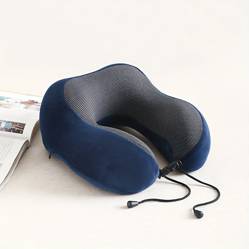 Memory Foam U-Shaped Travel Pillow for Neck Support Adjustable Reversible Medium Firm Red Blue