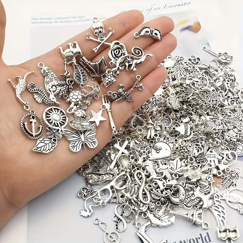 50 Metal Mixed Charms for DIY Jewelry Making Bulk Set Zinc Alloy Small Business Supplies