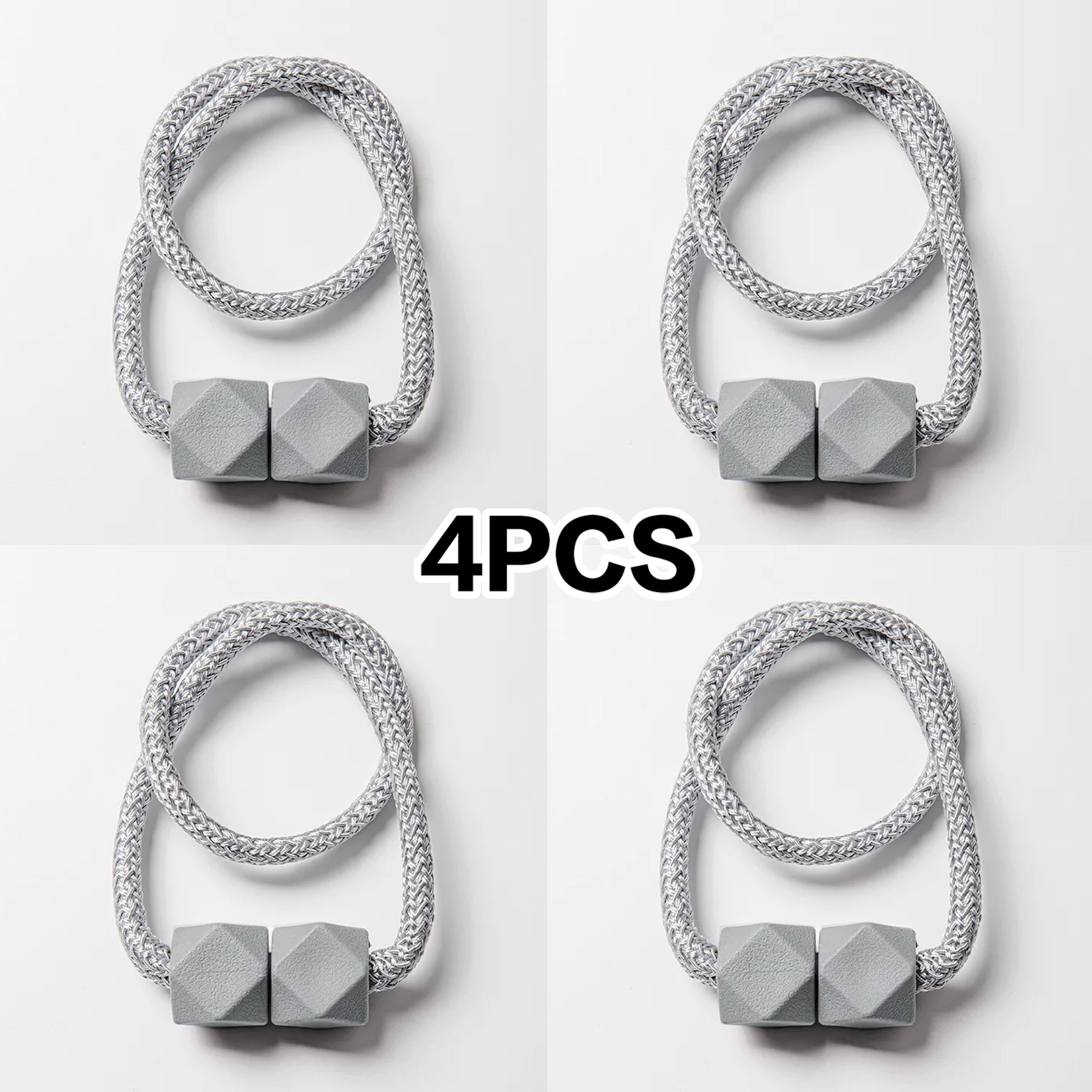 Cube Magnetic Curtain Tiebacks Set 4 Pieces Thick Rope Holdbacks for Bedroom Living Room