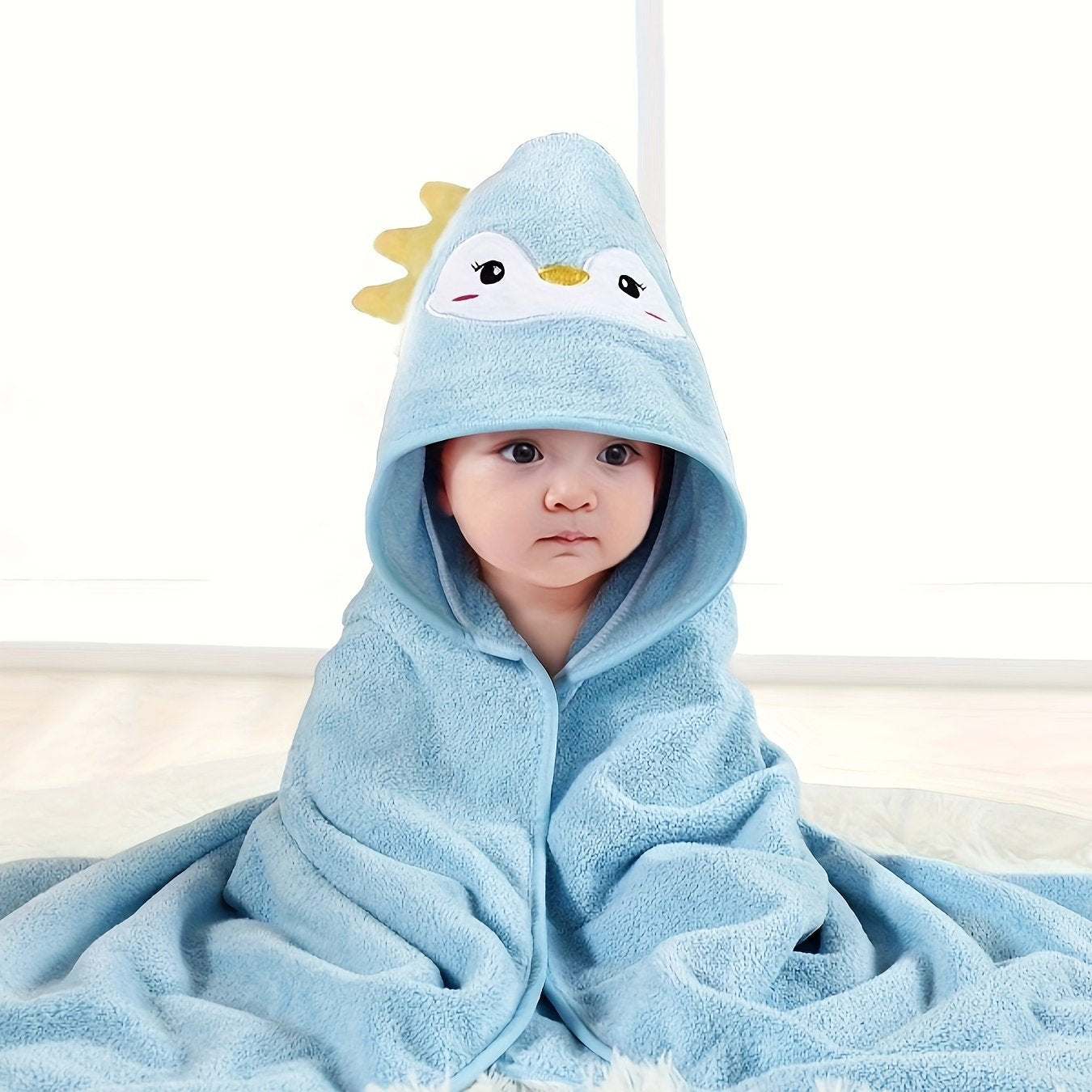 Baby Boys Hooded Bathrobe Animal Pattern Soft Cotton Multi-Use Baby Robe