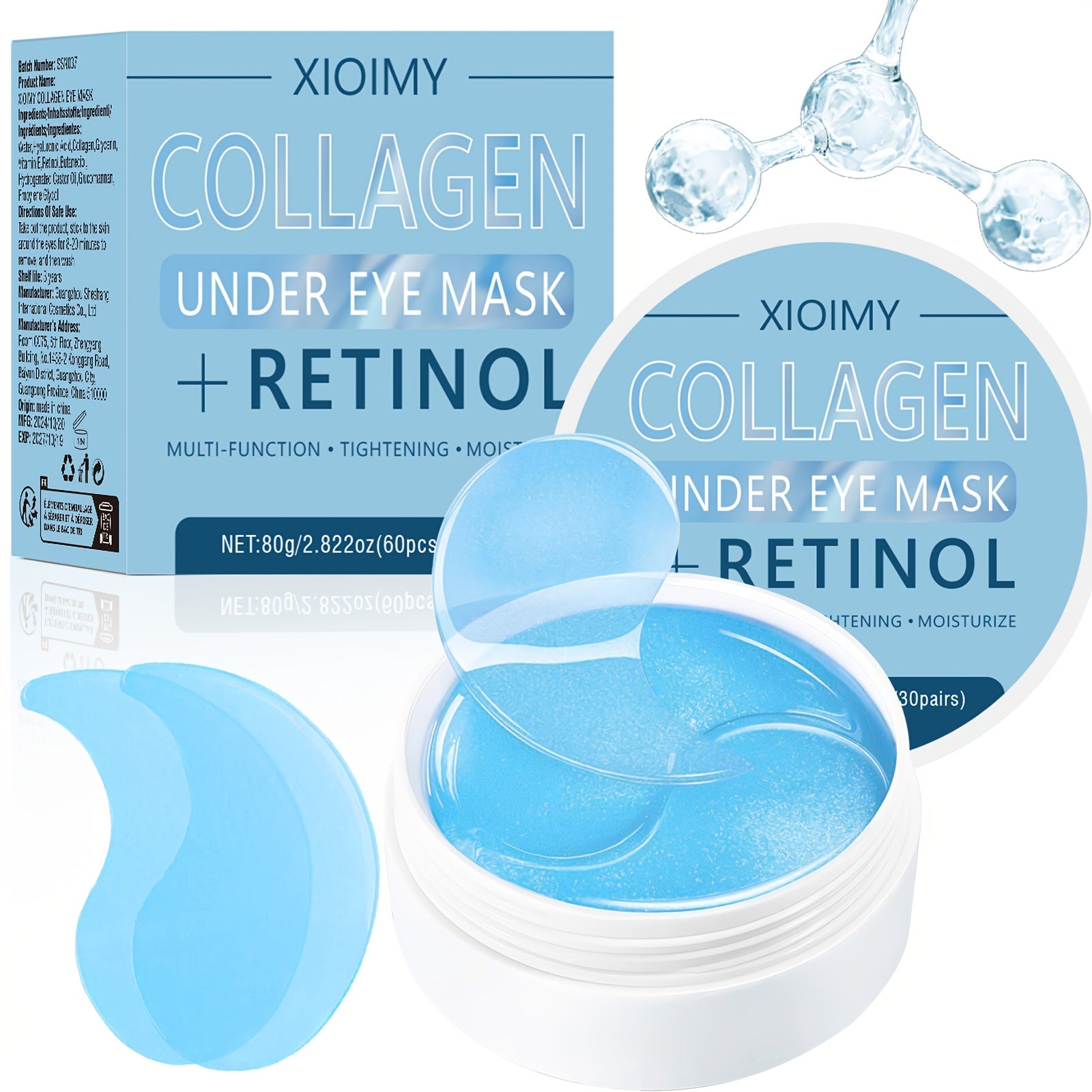 60 dona Kollagen Retinol Ko'z Maskalari chuqur namlik uchun, qattiqlashtirish, barcha teri turlari uchun