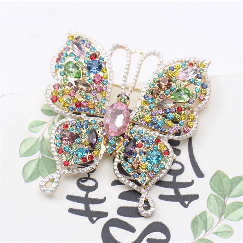 Vintage Rhinestone Butterfly Brooch Enamel Insect Pin Jewelry Accessory for Women
