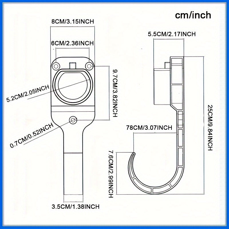 EV Charger Wall Mount Bracket Nylon Fits Type 2 and EU Plug for Electric Car Charging Cables