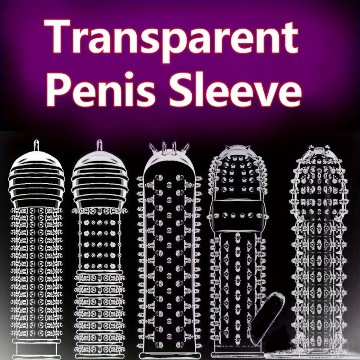 Erkaklar penis qoplamalari 5-bog'lam shaffof teksturali qayta ishlatiladigan kattalar o'yinchoqlari juftliklar uchun