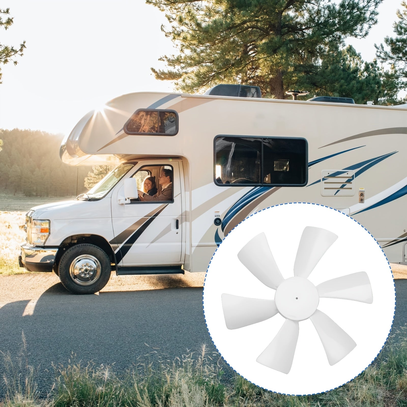 White RV Vent Fan Blades 15.24cm for 12V D-Shaft Motors Durable Plastic Replacement