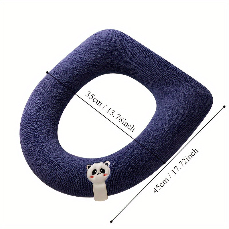 Soft Cartoon Solid Color Toilet Seat Cover with Handle