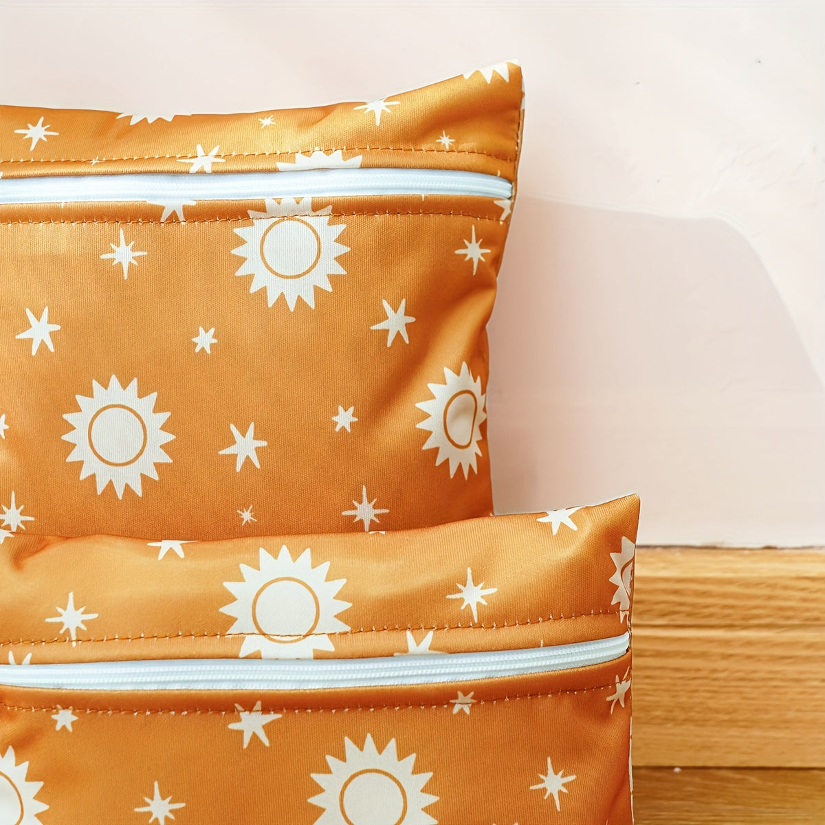 Set of Recycled Cloth Waterproof Wet Dry Diaper Bags with Zipper and Handle