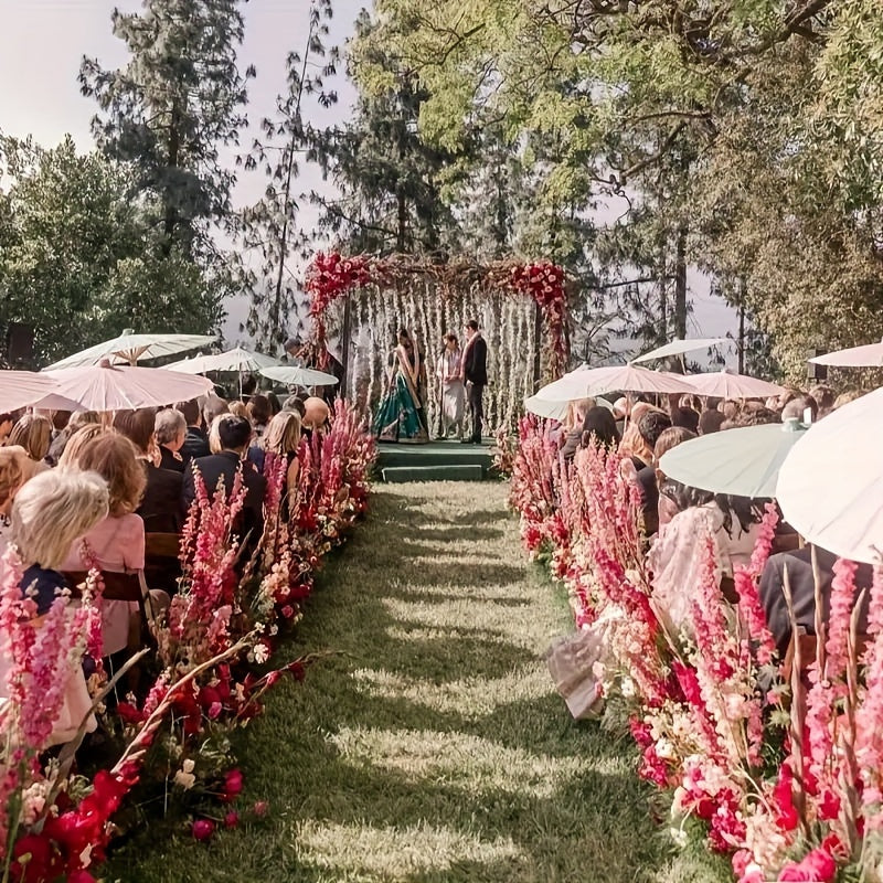 White Oil Paper Umbrella for Weddings and Photos Sun-Blocking Round Modern Style