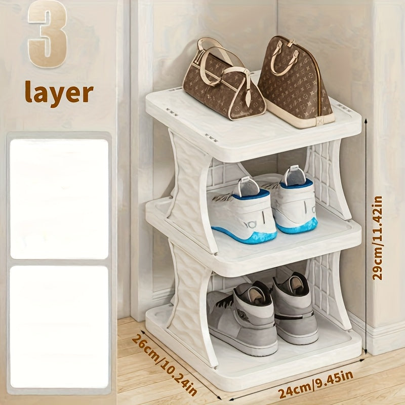 Organizador de zapatos de plástico de múltiples niveles para almacenamiento en pasillo y baño