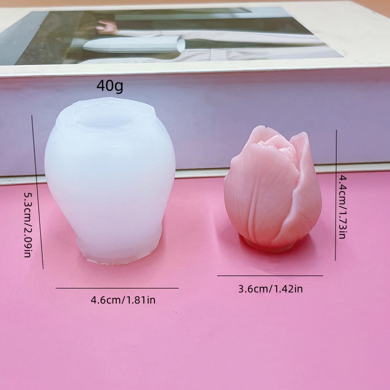 Pink Tulip-Shaped Silicone Mold for Candle and Resin Crafts Irregular Flower Design