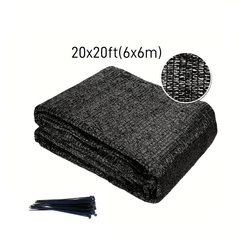 Black Shade Net 6.1x6.1m with 20 Tie Strips Garden Sun Protection Heat Insulation