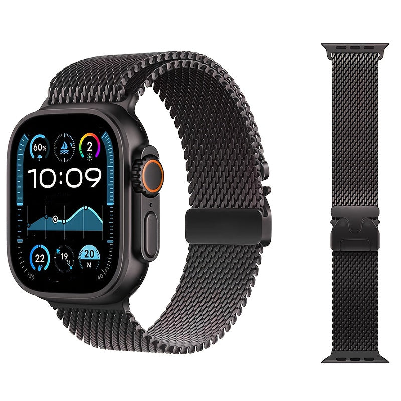 Stainless Steel Mesh Milanese Loop Watch Band Compatible with Apple Watch Ultra Series 4-10 44mm 49mm Men Women