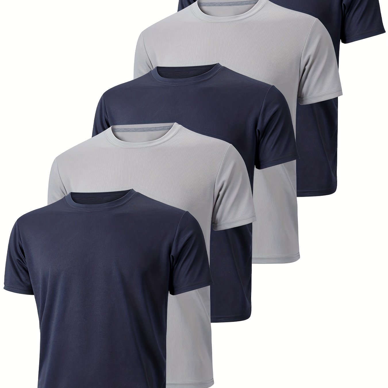 Plus Size Men's 5-Pack Sports Casual Quick Dry Breathable Running T-Shirts